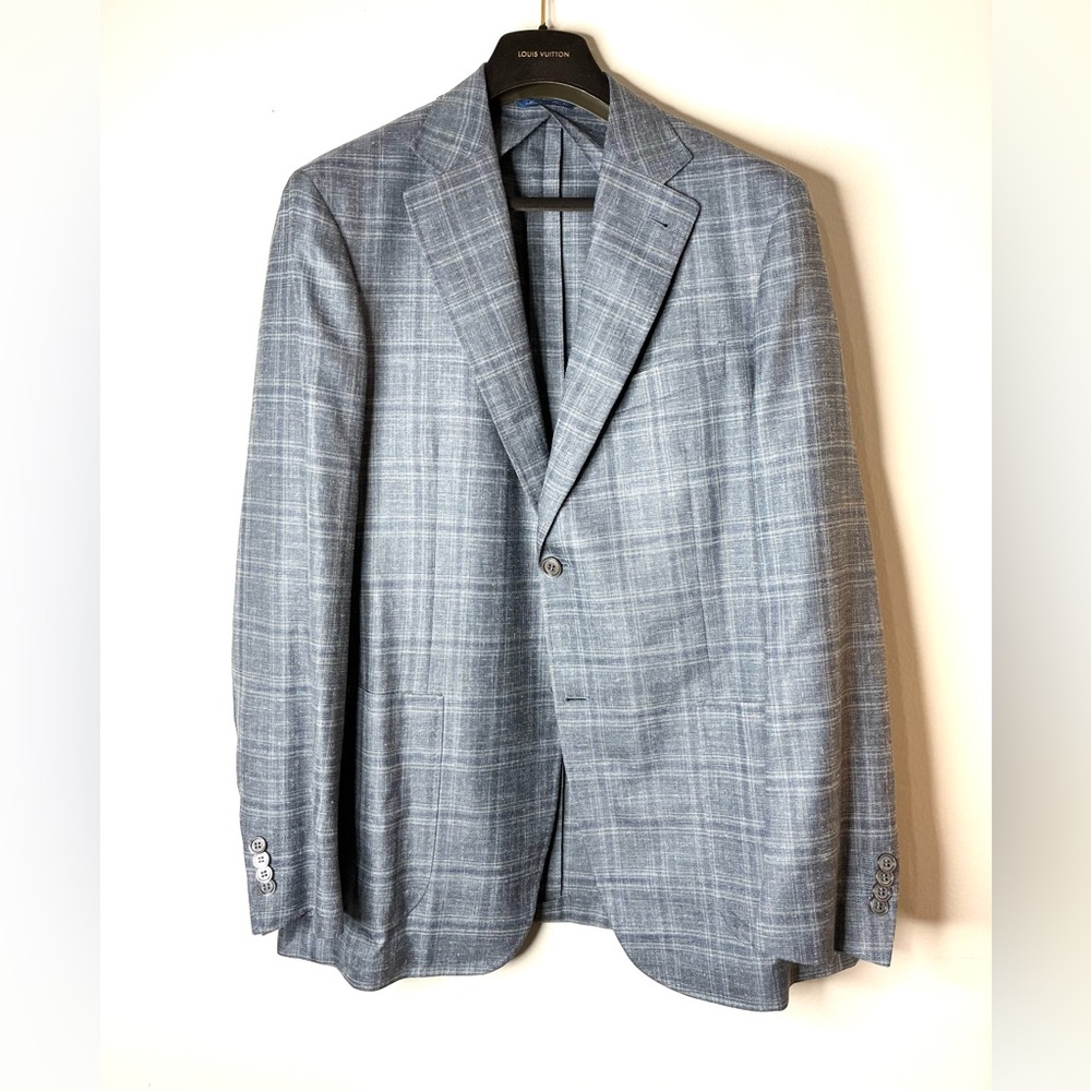Canali Kei Plaid Wool Single-Breasted Sport Coat - Picture 10 of 11